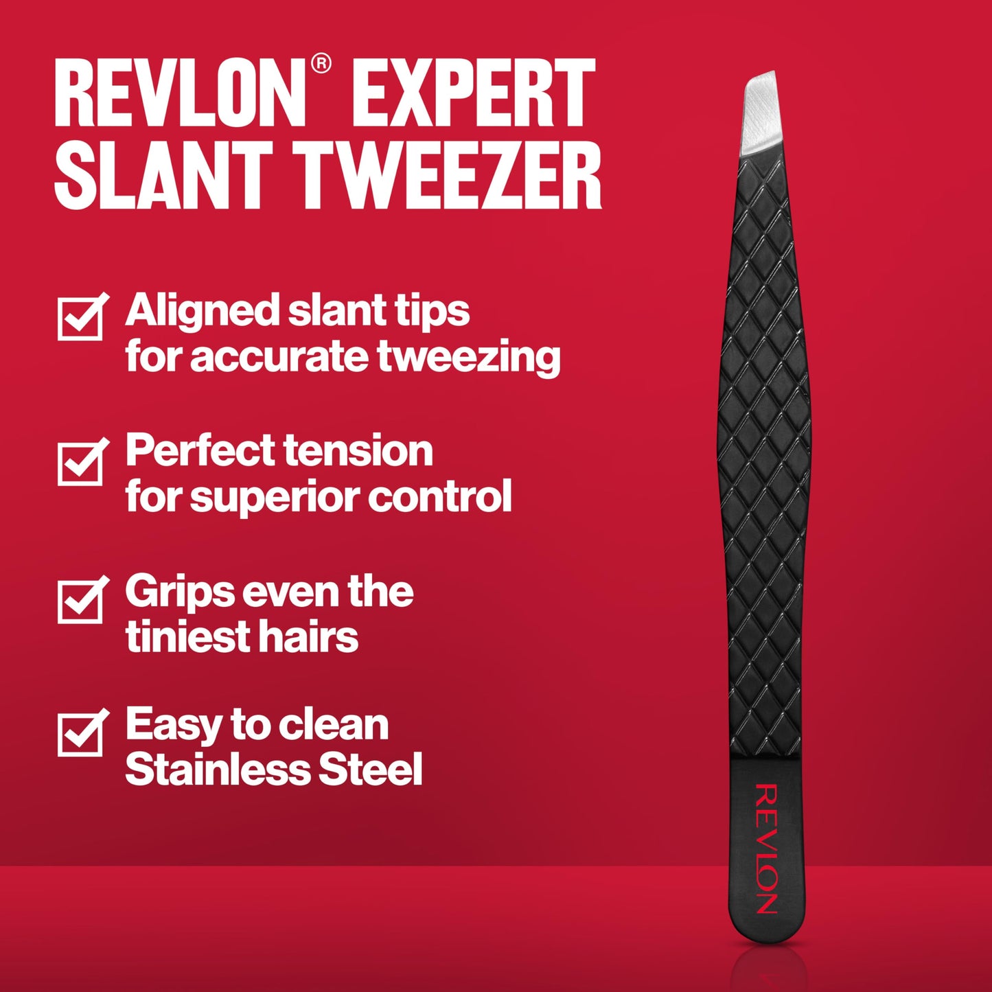 Revlon Expert Slant Tweezer, High Precision For an Easy Hair Removal, Made With Stainless Steel, 1 Count