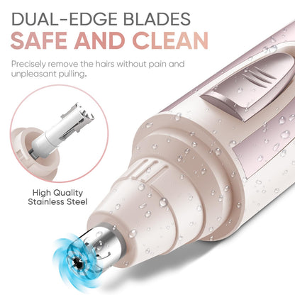 Ear and Nose Hair Trimmer Clipper - 2025 Professional Painless Eyebrow & Facial Hair Trimmer for Men Women, Battery-Operated Trimmer with IPX7 Waterproof, Dual Edge Blades for Easy Cleansing Black