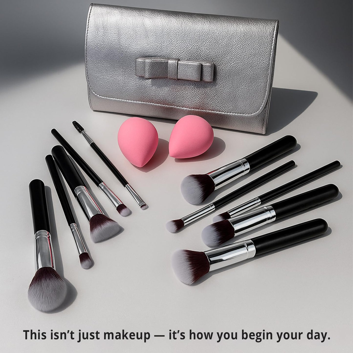 BEAKEY Makeup Brushes Set, Professional Foundation Eyeshadow Concealer Blush Powder Bronzer Applicator, 2 Blender Sponge with Beauty Paper Case stocking stuffers