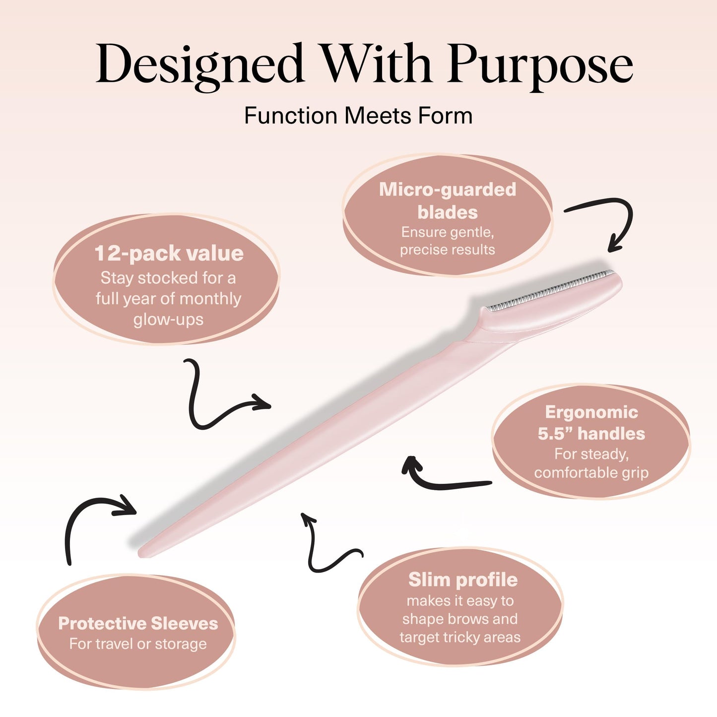 Kitsch Dermaplane Razor for Women Face – Face Razors for Women & Men, Eyebrow Trimmer & Face Shaver – Exfoliating Facial Razor & Skin Care Tool for Smoother Skin - Terracotta, 12 pcs