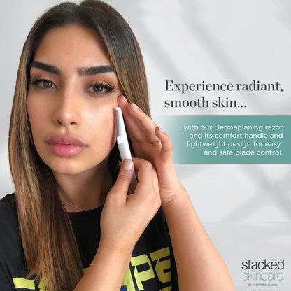StackedSkincare Dermaplane Razor for Women Face - Professional Facial Razor, Non-electric Face Shaver for Women - Eyebrow Razor & Dermaplaning Tool for Face Exfoliation - Includes Handle & Blade