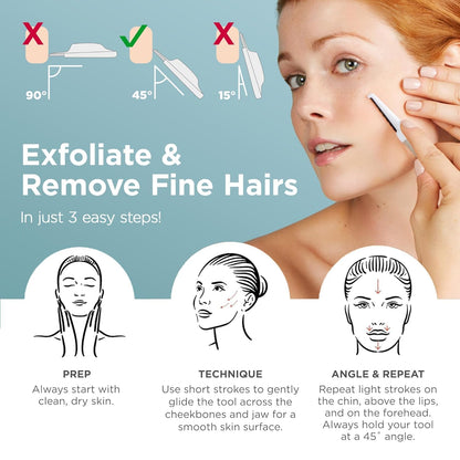 StackedSkincare Dermaplane Razor for Women Face - Professional Facial Razor, Non-electric Face Shaver for Women - Eyebrow Razor & Dermaplaning Tool for Face Exfoliation - Includes Handle & Blade