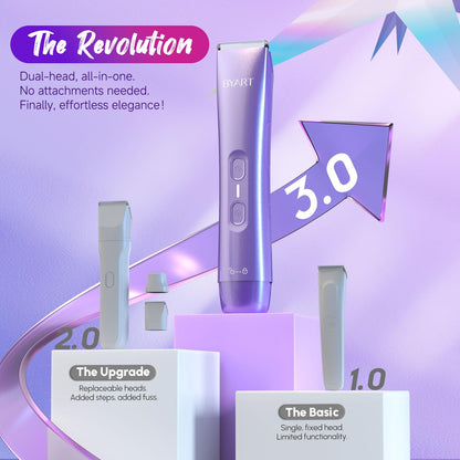 Bikini Trimmer for Women Dual Head - IPX7 Waterproof & Painless Electric Razors for Beauty, Pubic Hair, Face, Legs & Underarms– Portable Cordless Shaver with Fast Charging (Purple)