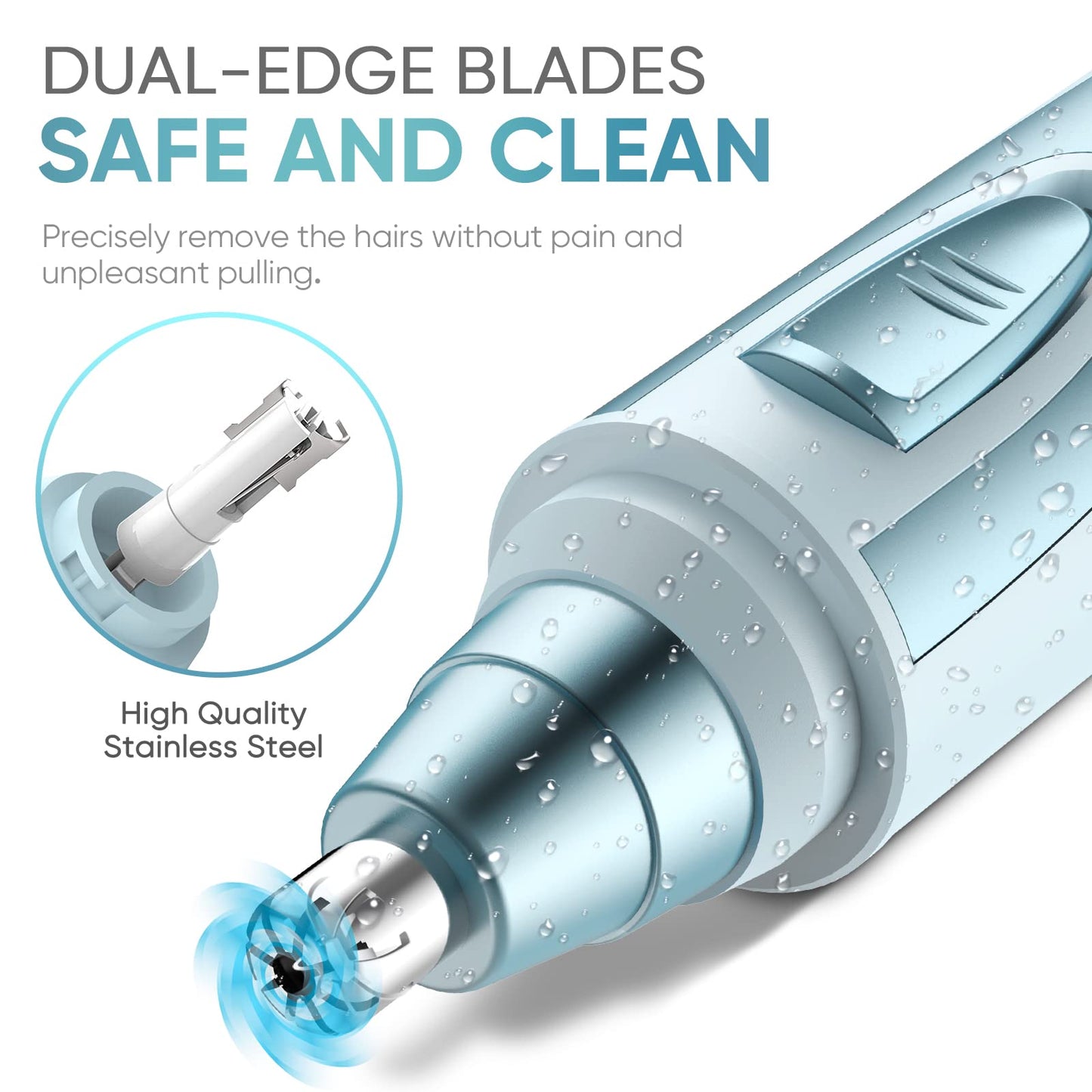 Ear and Nose Hair Trimmer Clipper - 2025 Professional Painless Eyebrow & Facial Hair Trimmer for Men Women, Battery-Operated Trimmer with IPX7 Waterproof, Dual Edge Blades for Easy Cleansing Black