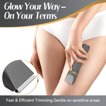 KINGTEE 5-in-1 Electric Bikini Trimmer for Women – IPX7 Waterproof Shaver, Cordless Body & Facial Razors for Women, Ceramic Blades, USB-C Rechargeable, Painless Hair Removal Kit (Blue)