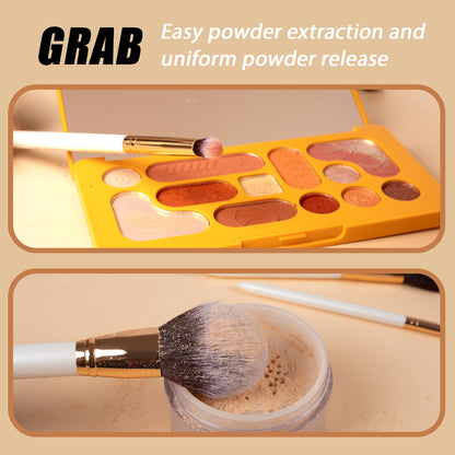 OMANIAC Makeup Brush Set Professional, 12 Pearlescent Wood Handle Makeup Brushes, Premium Cruelty-Free Synthetic Fiber Hair, Travel Make up Brushes Set with Case (Black).