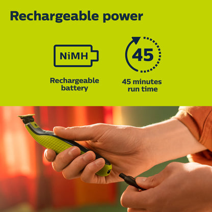 Philips Norelco One 360 Hybrid Face, Electric Beard Trimmer and Shaver, with 360 Technology, 1x 360 for Face, 5in1 Adjustable Comb, Model QP2724/90