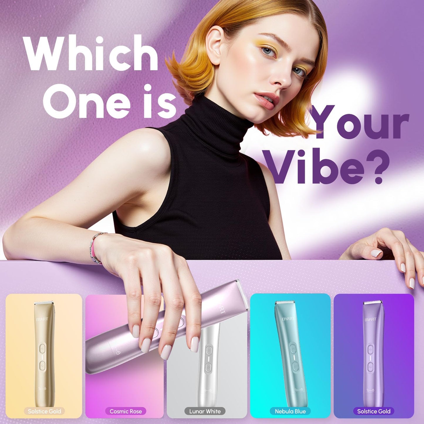 Bikini Trimmer for Women Dual Head - IPX7 Waterproof & Painless Electric Razors for Beauty, Pubic Hair, Face, Legs & Underarms– Portable Cordless Shaver with Fast Charging (Purple)