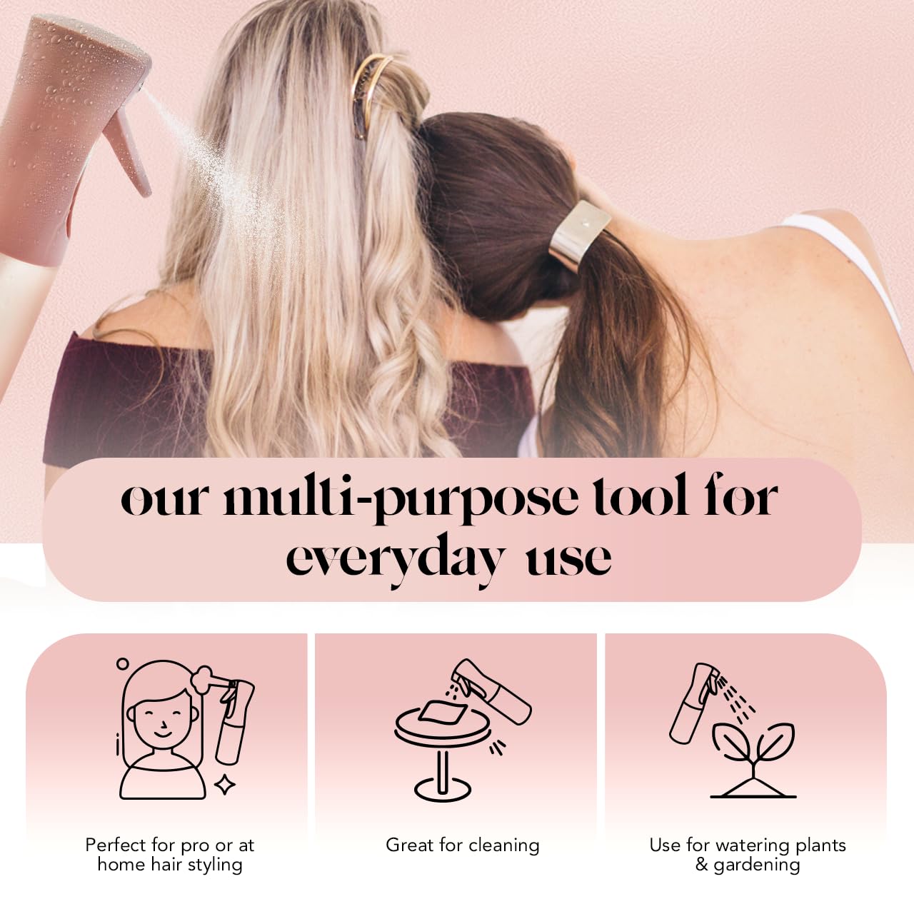 Kitsch Continuous Spray Bottle for Hair – Fine Mist Water Mister & Water Spray Bottle – Recycled Hair Spray Bottle – Spray Bottles for Cleaning, Styling, Plants & More – Terracotta, 150ml