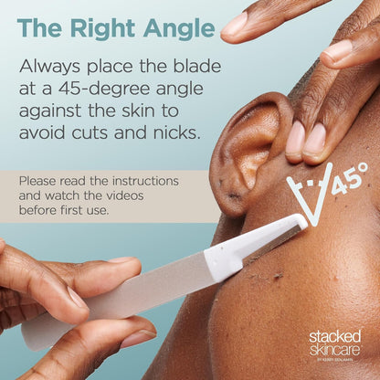 StackedSkincare Dermaplane Razor for Women Face - Professional Facial Razor, Non-electric Face Shaver for Women - Eyebrow Razor & Dermaplaning Tool for Face Exfoliation - Includes Handle & Blade