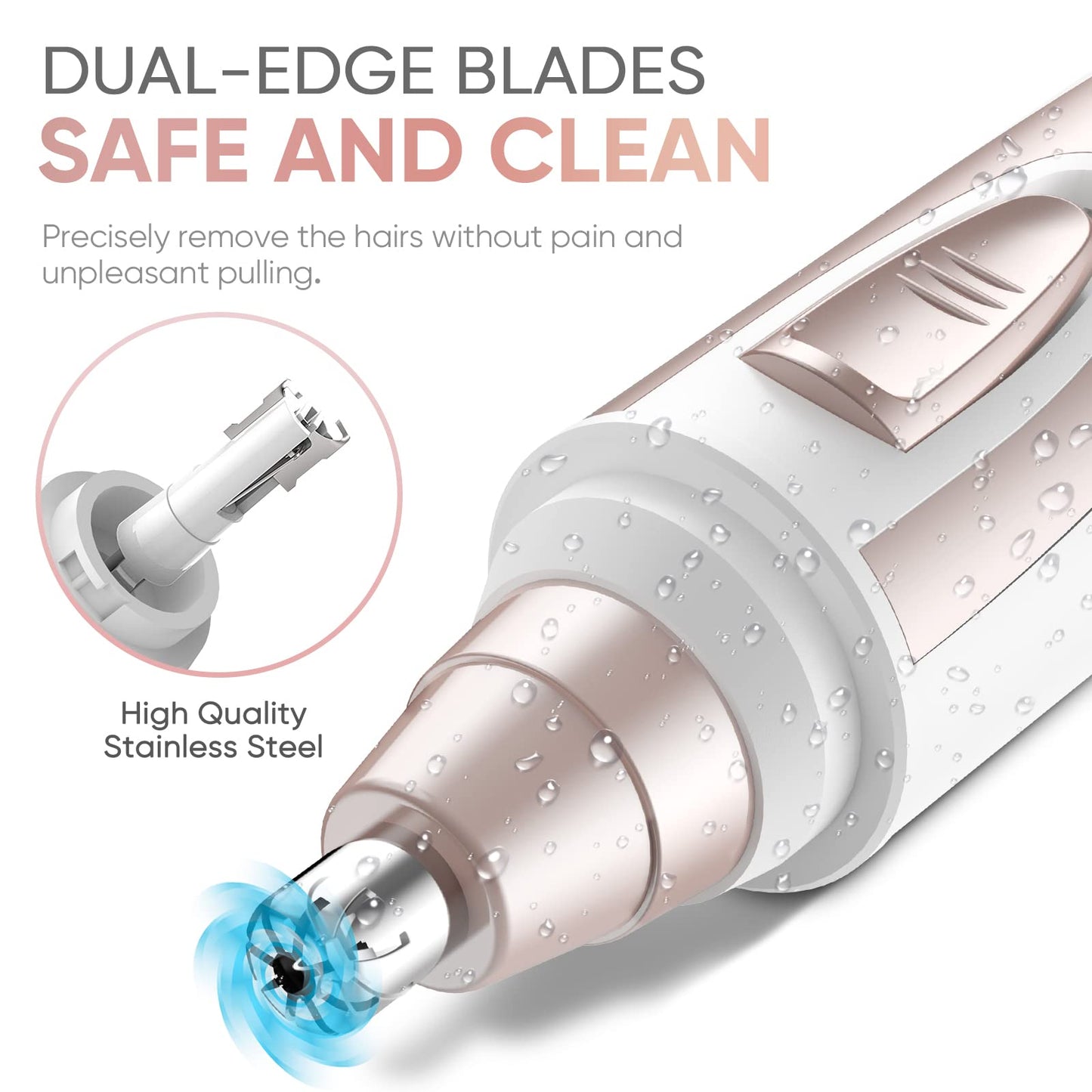 Ear and Nose Hair Trimmer Clipper - 2025 Professional Painless Eyebrow & Facial Hair Trimmer for Men Women, Battery-Operated Trimmer with IPX7 Waterproof, Dual Edge Blades for Easy Cleansing Black