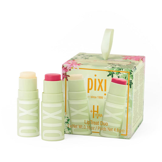 Pixi Beauty +Hydra LipTreat Duo Holiday Ornament | Gift Set Contains Two Hydrating Tinted Lip Balms in Shades Rosette & Clear | 2 pack of 0.16 oz / 4.8 g