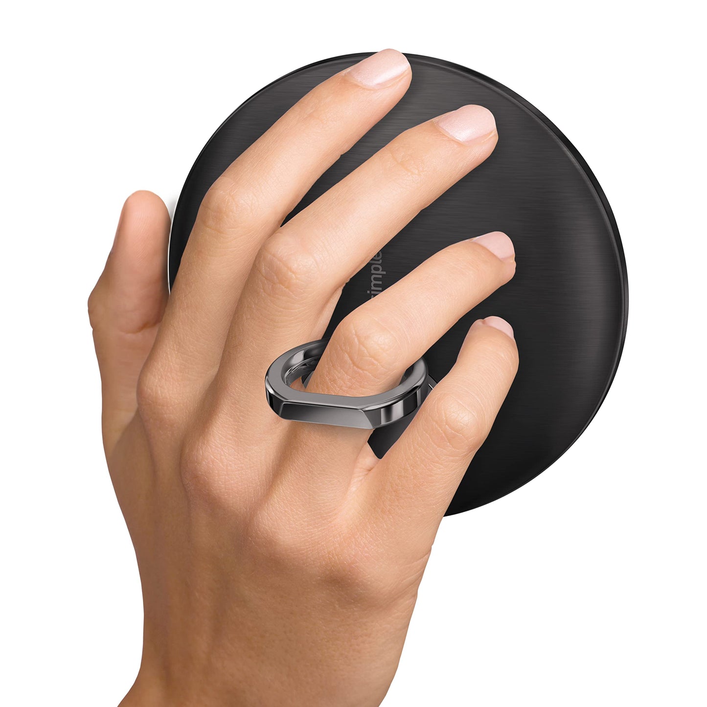 simplehuman Sensor Mirror, Lighted Compact Makeup Magnifying Mirror with Light, Round, Travel Size, Black Stainless Steel