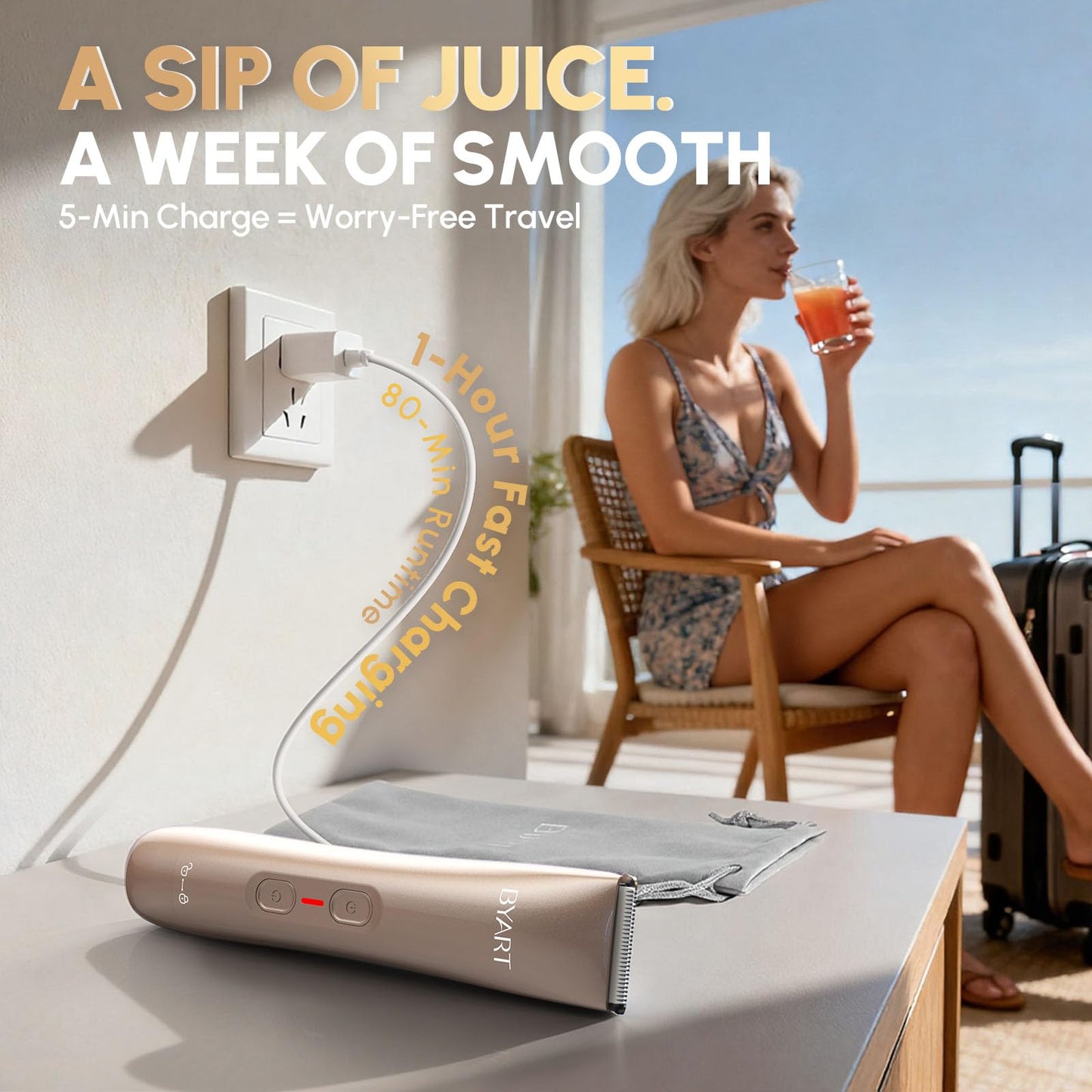 Bikini Trimmer for Women Dual Head - IPX7 Waterproof & Painless Electric Razors for Beauty, Pubic Hair, Face, Legs & Underarms– Portable Cordless Shaver with Fast Charging (Purple)