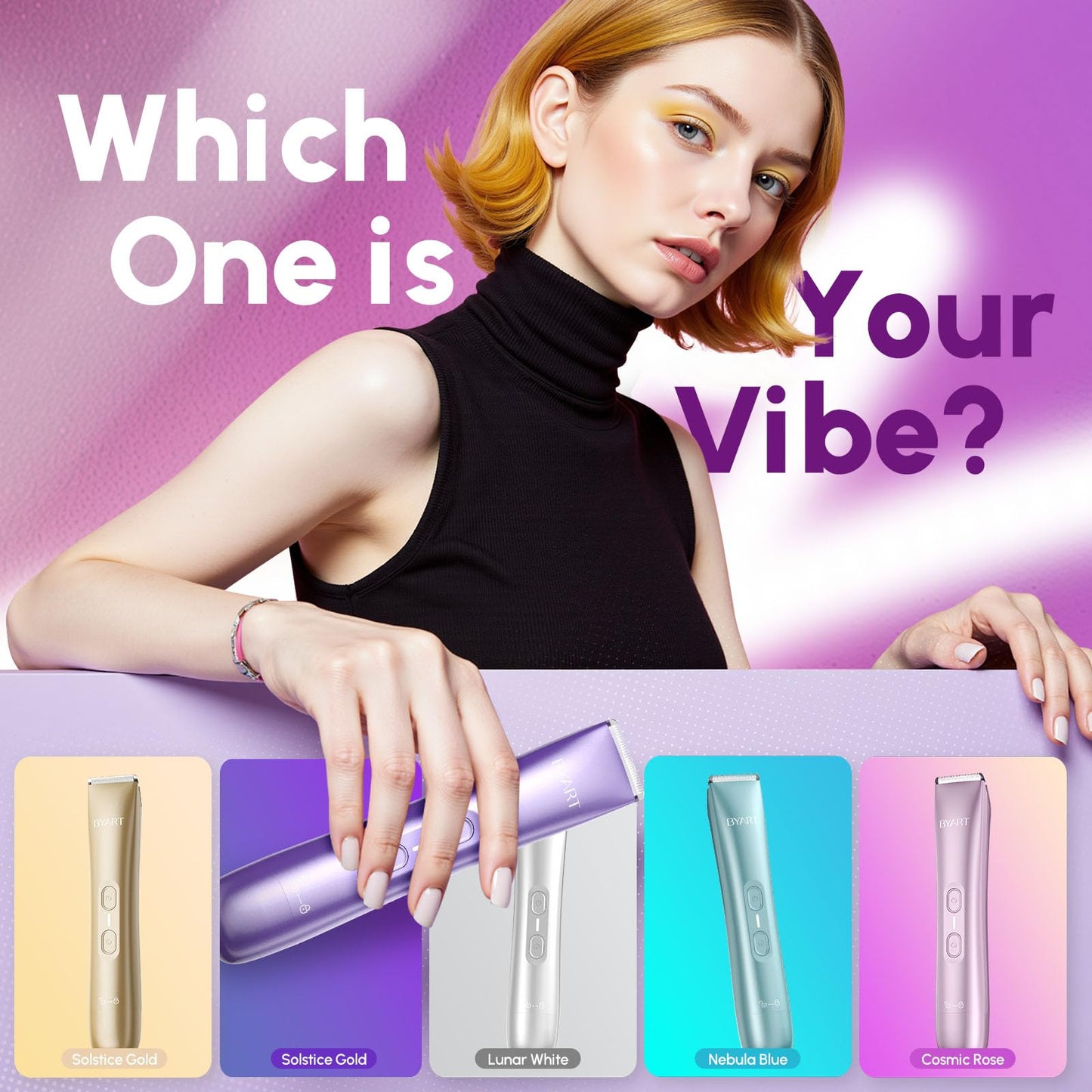 Bikini Trimmer for Women Dual Head - IPX7 Waterproof & Painless Electric Razors for Beauty, Pubic Hair, Face, Legs & Underarms– Portable Cordless Shaver with Fast Charging (Purple)