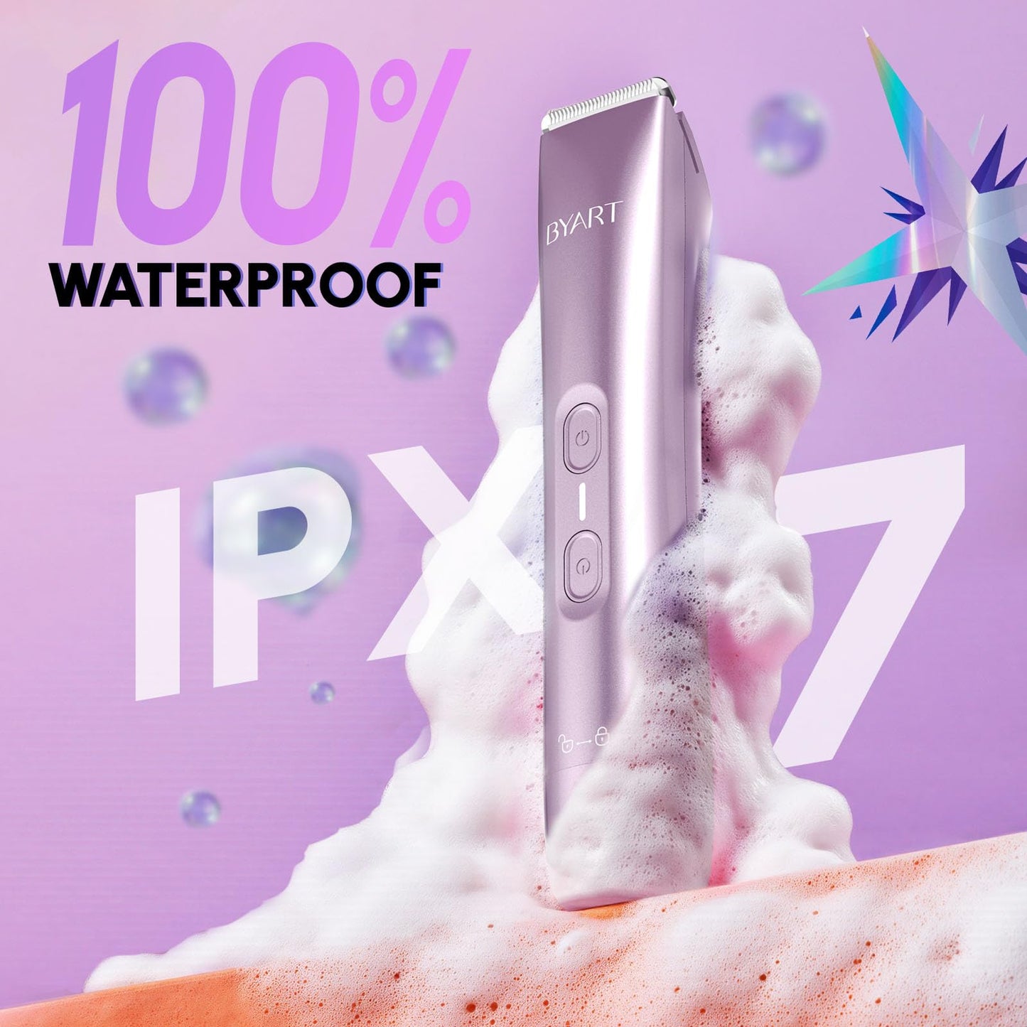 Bikini Trimmer for Women Dual Head - IPX7 Waterproof & Painless Electric Razors for Beauty, Pubic Hair, Face, Legs & Underarms– Portable Cordless Shaver with Fast Charging (Purple)