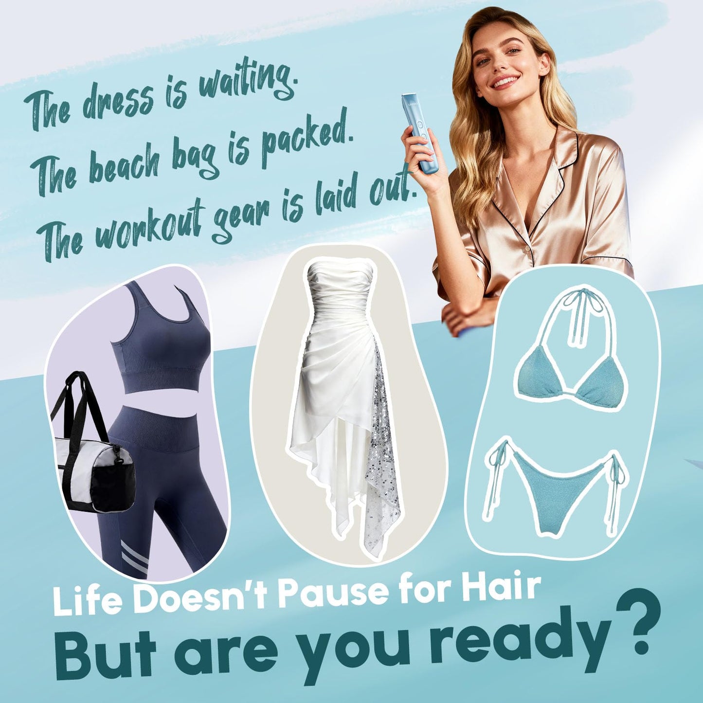 Bikini Trimmer for Women Dual Head - IPX7 Waterproof & Painless Electric Razors for Beauty, Pubic Hair, Face, Legs & Underarms– Portable Cordless Shaver with Fast Charging (Purple)