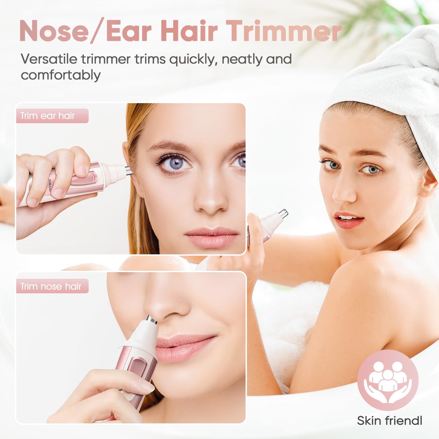 Ear and Nose Hair Trimmer Clipper - 2025 Professional Painless Eyebrow & Facial Hair Trimmer for Men Women, Battery-Operated Trimmer with IPX7 Waterproof, Dual Edge Blades for Easy Cleansing Black