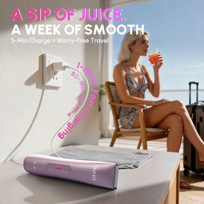 Bikini Trimmer for Women Dual Head - IPX7 Waterproof & Painless Electric Razors for Beauty, Pubic Hair, Face, Legs & Underarms– Portable Cordless Shaver with Fast Charging (Purple)