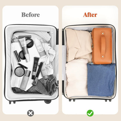 Travel Makeup Bag Large Capacity Cosmetic Bags for Women Waterproof Make up Organizer Toiletry Bag Open Flat Portable with Divider with Handle Pouch (Brown, 3L)