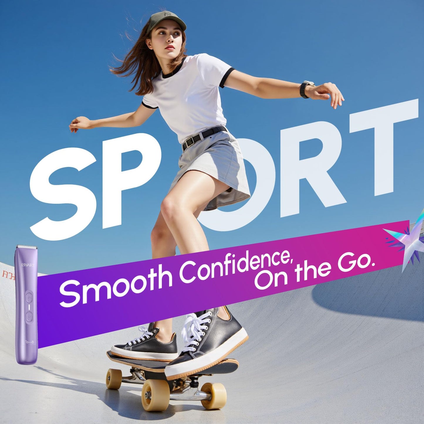 Bikini Trimmer for Women Dual Head - IPX7 Waterproof & Painless Electric Razors for Beauty, Pubic Hair, Face, Legs & Underarms– Portable Cordless Shaver with Fast Charging (Purple)