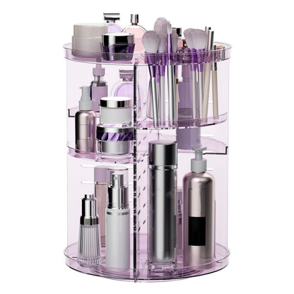 Rotating Makeup Organizer, DIY 8 Adjustable Layers Spinning Skincare Organizer, Cosmetic Display Case with Brush Holder Perfume Tray, Multi-Function Storage Carousel for Vanity Bathroom Countertop