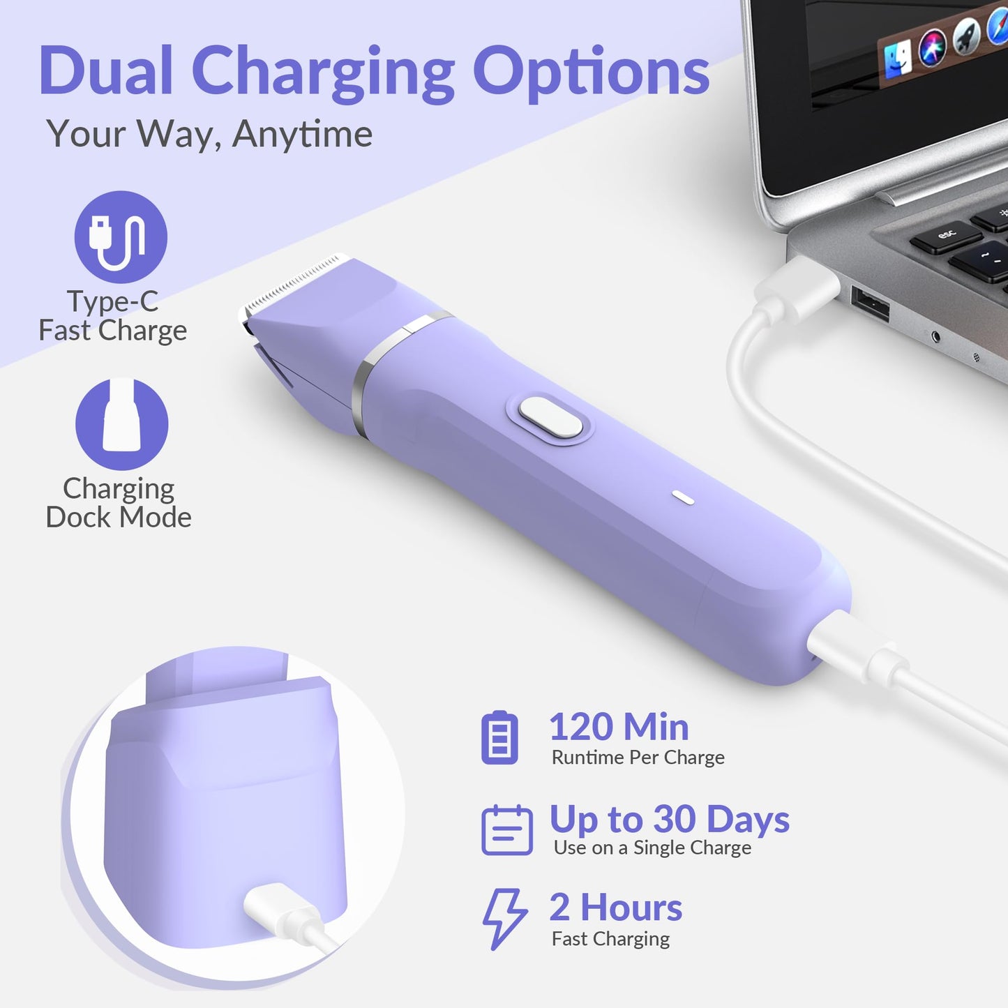 KINGTEE 5-in-1 Electric Bikini Trimmer for Women – IPX7 Waterproof Shaver, Cordless Body & Facial Razors for Women, Ceramic Blades, USB-C Rechargeable, Painless Hair Removal Kit (Blue)