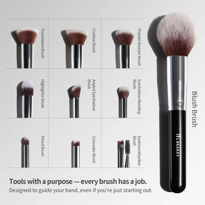 BEAKEY Makeup Brushes Set, Professional Foundation Eyeshadow Concealer Blush Powder Bronzer Applicator, 2 Blender Sponge with Beauty Paper Case stocking stuffers
