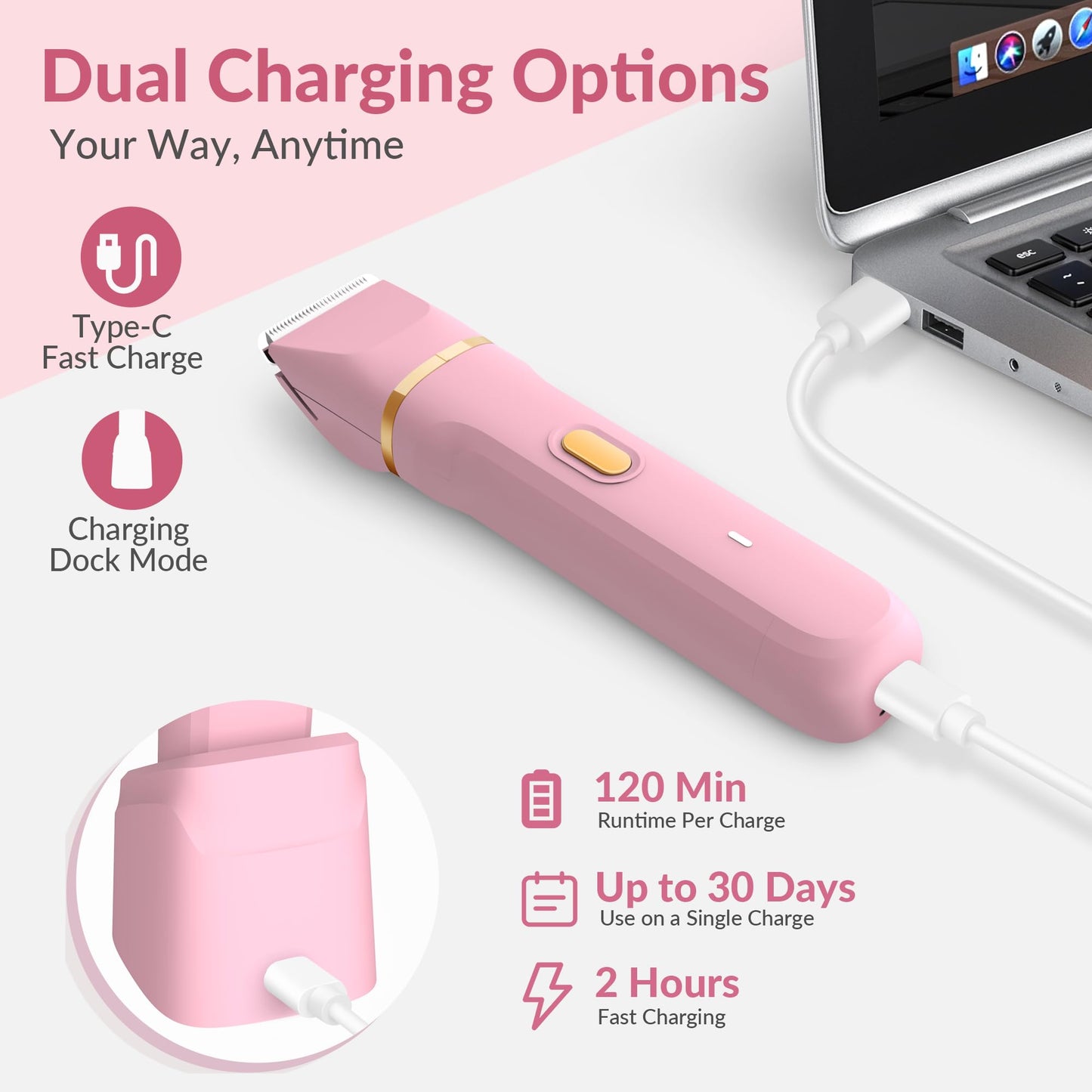 KINGTEE 5-in-1 Electric Bikini Trimmer for Women – IPX7 Waterproof Shaver, Cordless Body & Facial Razors for Women, Ceramic Blades, USB-C Rechargeable, Painless Hair Removal Kit (Blue)