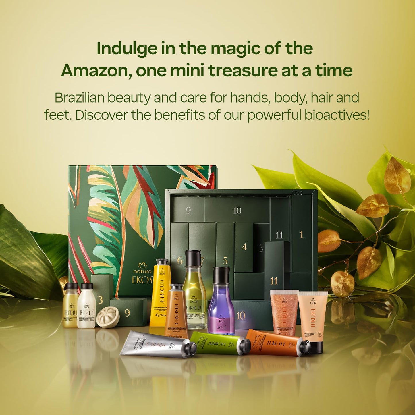 natura - Beauty Advent Calendar – 12-Piece Holiday Gift Set with Body Care, Hand Creams, Shower Gels & Hair Care Minis – Vegan & Sustainable Beauty from the Amazon ($104 value)