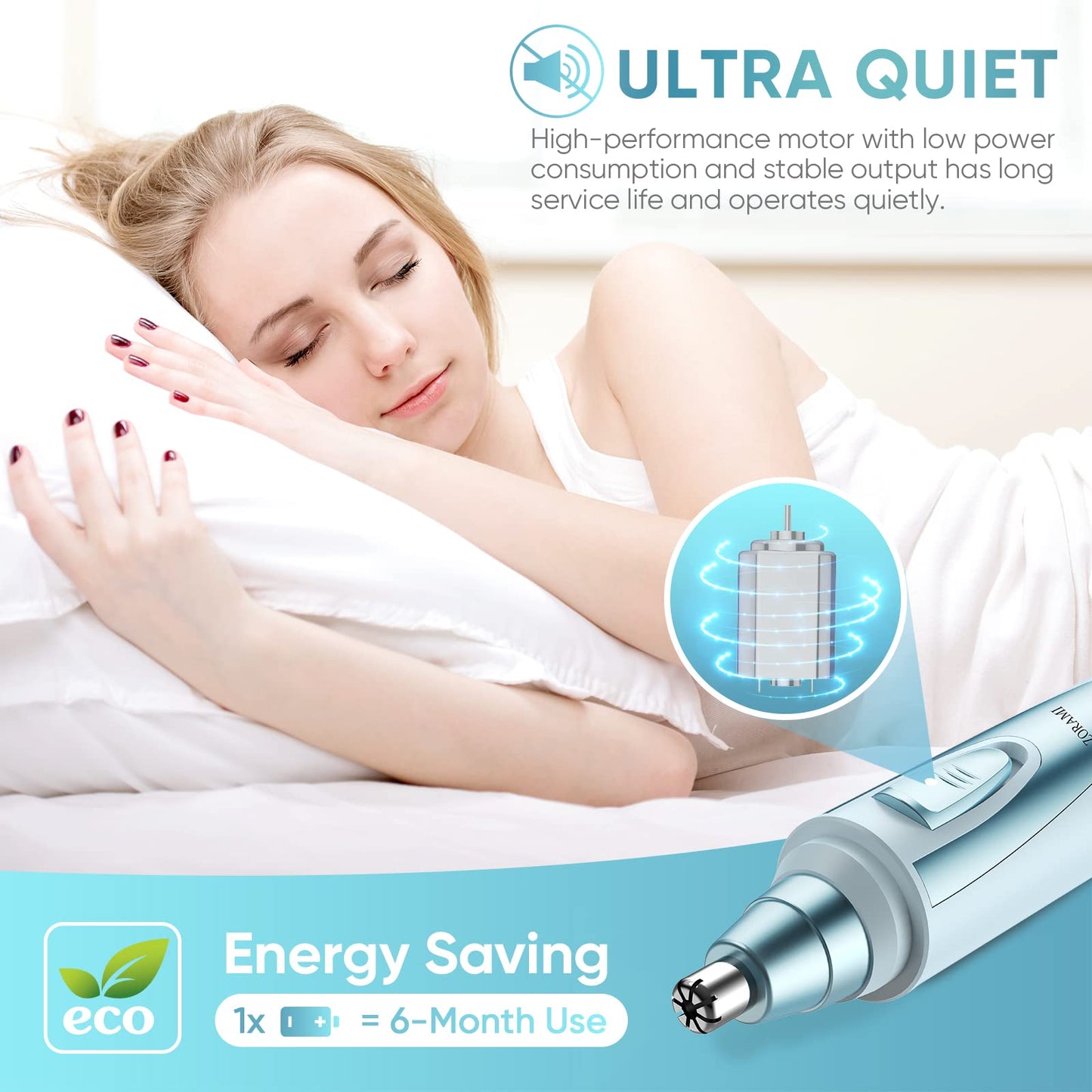 Ear and Nose Hair Trimmer Clipper - 2025 Professional Painless Eyebrow & Facial Hair Trimmer for Men Women, Battery-Operated Trimmer with IPX7 Waterproof, Dual Edge Blades for Easy Cleansing Black