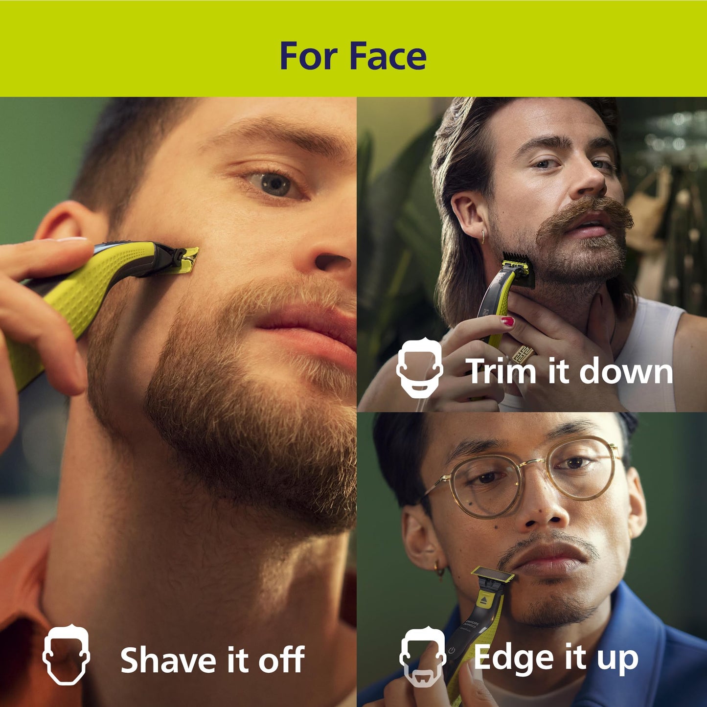 Philips Norelco One 360 Hybrid Face, Electric Beard Trimmer and Shaver, with 360 Technology, 1x 360 for Face, 5in1 Adjustable Comb, Model QP2724/90