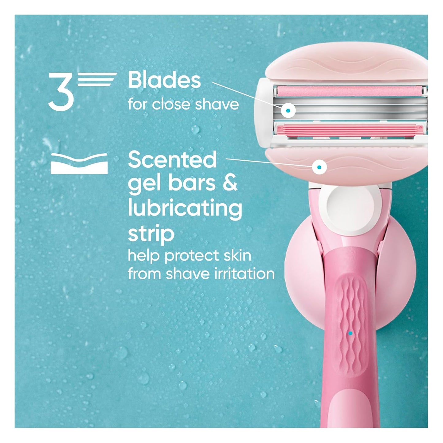 Gillette Venus ComfortGlide White Tea Women's Razor Blades, 3-Blade Razor Refills, 6 Count