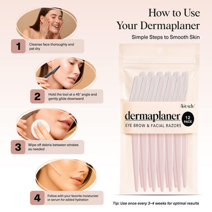Kitsch Dermaplane Razor for Women Face – Face Razors for Women & Men, Eyebrow Trimmer & Face Shaver – Exfoliating Facial Razor & Skin Care Tool for Smoother Skin - Terracotta, 12 pcs