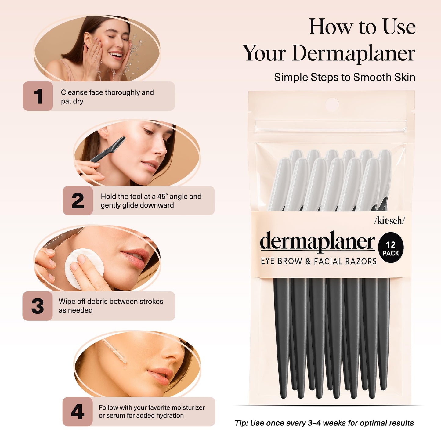 Kitsch Dermaplane Razor for Women Face – Face Razors for Women & Men, Eyebrow Trimmer & Face Shaver – Exfoliating Facial Razor & Skin Care Tool for Smoother Skin - Terracotta, 12 pcs