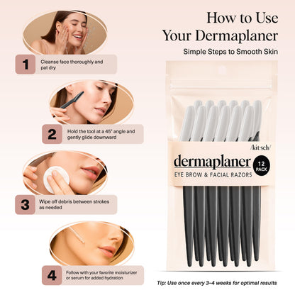 Kitsch Dermaplane Razor for Women Face – Face Razors for Women & Men, Eyebrow Trimmer & Face Shaver – Exfoliating Facial Razor & Skin Care Tool for Smoother Skin - Terracotta, 12 pcs