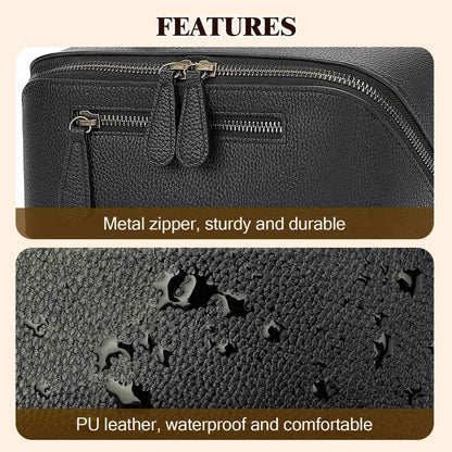 Travel Makeup Bag Large Capacity Cosmetic Bags for Women Waterproof Make up Organizer Toiletry Bag Open Flat Portable with Divider with Handle Pouch (Brown, 3L)