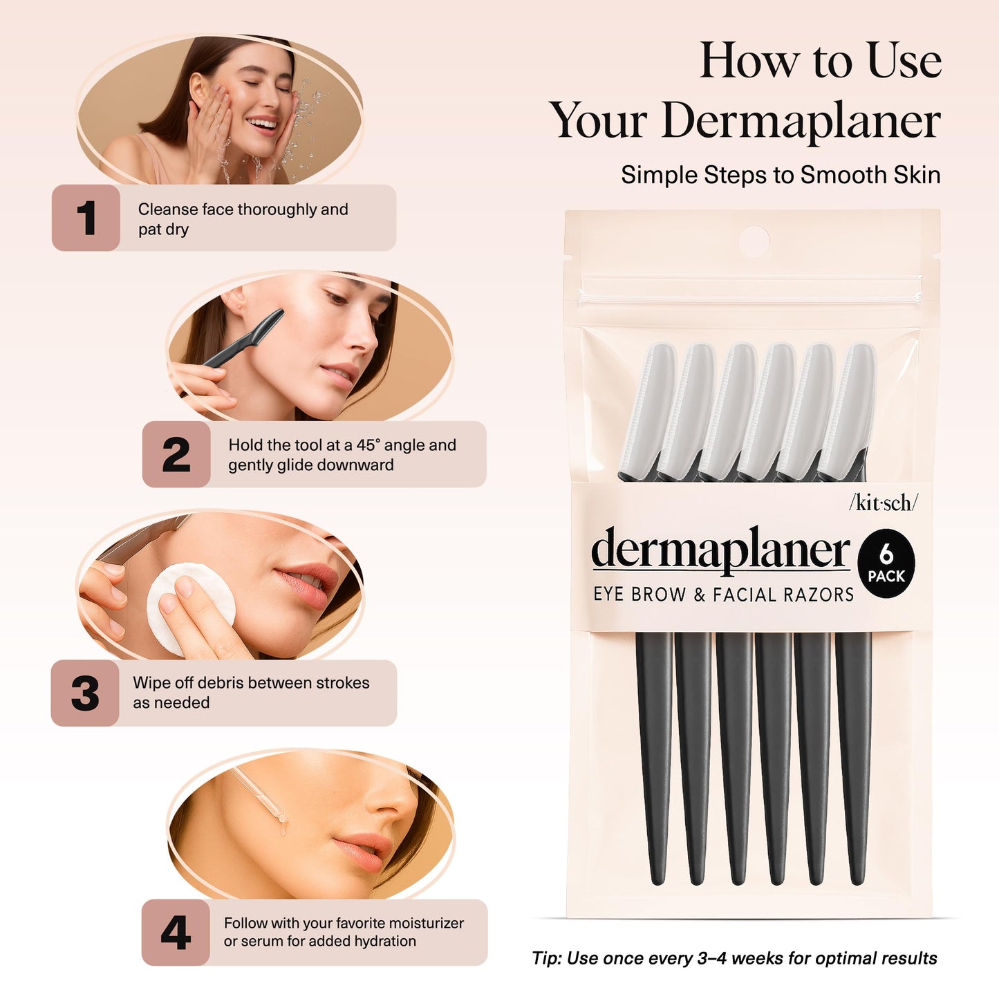 Kitsch Dermaplane Razor for Women Face – Face Razors for Women & Men, Eyebrow Trimmer & Face Shaver – Exfoliating Facial Razor & Skin Care Tool for Smoother Skin - Terracotta, 12 pcs