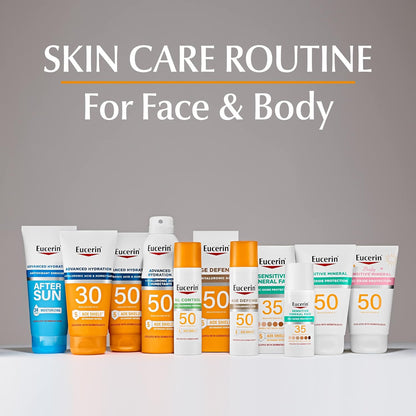 Eucerin Sun Advanced Hydration SPF 50 Sunscreen Lotion (5 Fl Oz) + Age Defense Face Sunscreen Lotion SPF 50 (2.5 Fl Oz), Hypoallergenic and Lightweight Sun Protection with Hyaluronic Acid