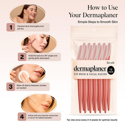 Kitsch Dermaplane Razor for Women Face – Face Razors for Women & Men, Eyebrow Trimmer & Face Shaver – Exfoliating Facial Razor & Skin Care Tool for Smoother Skin - Terracotta, 12 pcs