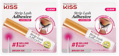 KISS Clear Strip Lash Adhesive With Aloe, Waterproof, Formaldehyde and Latex Free, Odor Free, Cruelty Free, Super Strong Hold Eyelash Glue with Brush Applicator, 0.17 Oz.