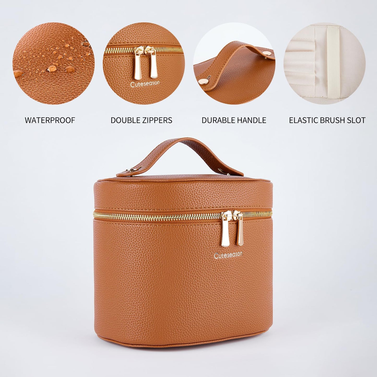 Makeup Bag, Toiletry Bag with Removable Zippered Inner Pocket, Portable Cosmetic Bag, Makeup Organizer for Woman Case (Brown)