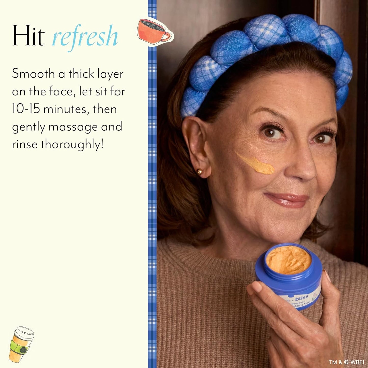 Gilmore Girls x Bliss Pumpkin Powerhouse Resurfacing & Exfoliating Pumpkin and AHA Facial Mask with Plaid Spa Headband