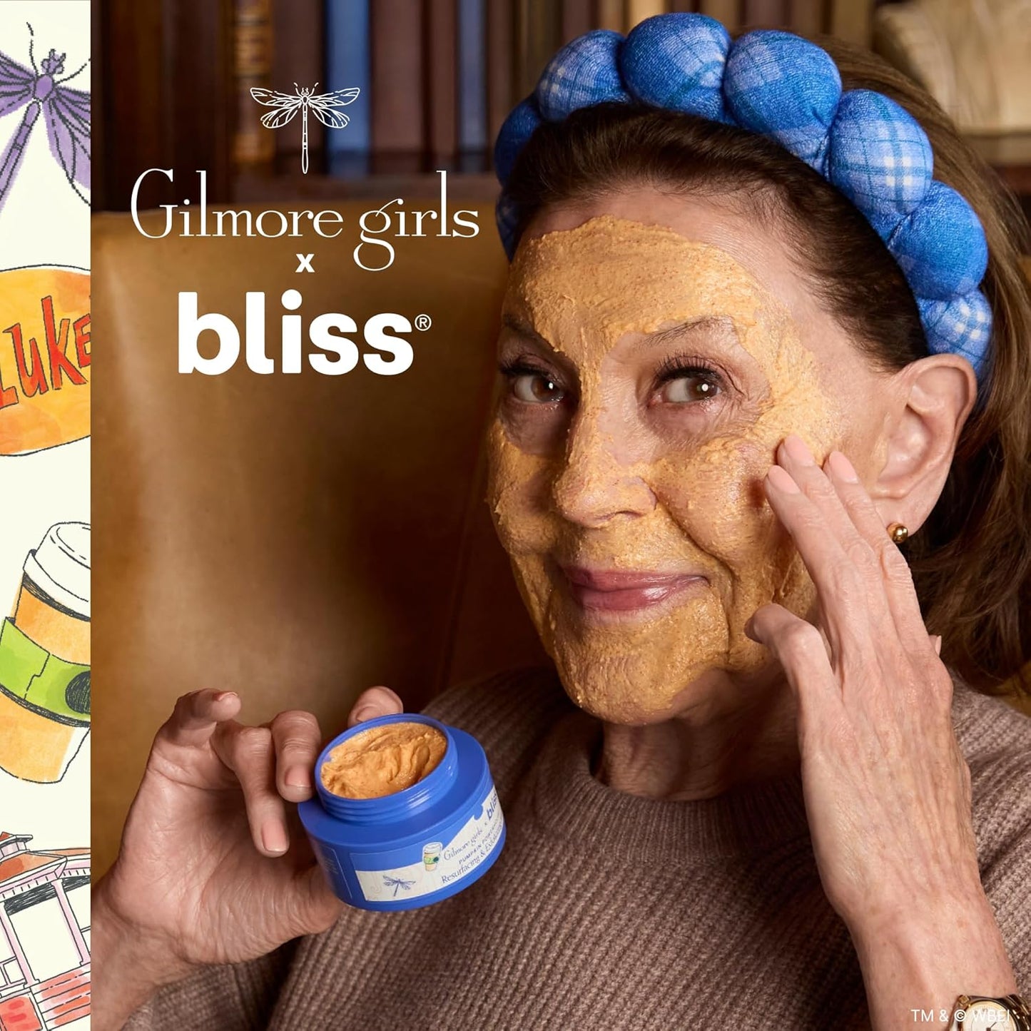 Gilmore Girls x Bliss Pumpkin Powerhouse Resurfacing & Exfoliating Pumpkin and AHA Facial Mask with Plaid Spa Headband