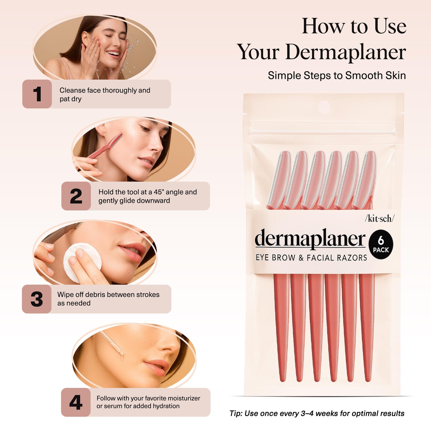 Kitsch Dermaplane Razor for Women Face – Face Razors for Women & Men, Eyebrow Trimmer & Face Shaver – Exfoliating Facial Razor & Skin Care Tool for Smoother Skin - Terracotta, 12 pcs