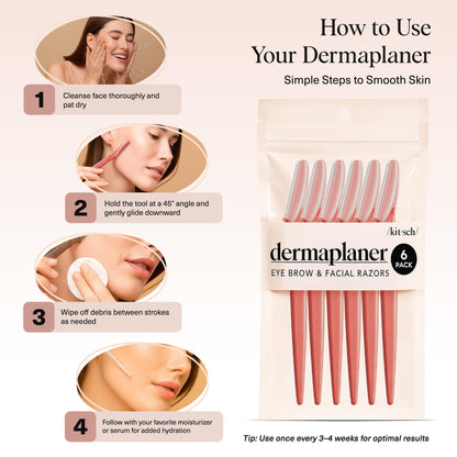 Kitsch Dermaplane Razor for Women Face – Face Razors for Women & Men, Eyebrow Trimmer & Face Shaver – Exfoliating Facial Razor & Skin Care Tool for Smoother Skin - Terracotta, 12 pcs