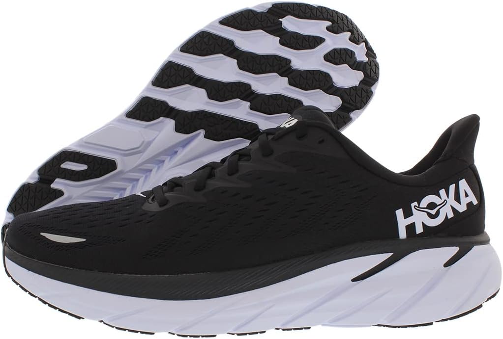 HOKA ONE ONE Clifton 8 Mens Shoes Size 8.5, Color: Black/White