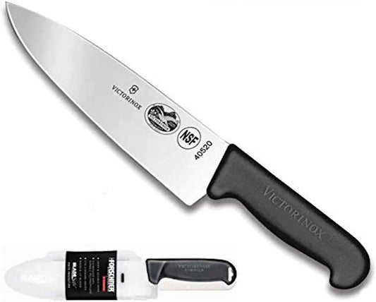 Victorinox Swiss army, Fibrox Straight Edge Chef's Knife, 8-Inch, Black, With Victorinox Cutlery BladeSafe for 8-Inch to 10-Inch Knife Blades. Combo pack