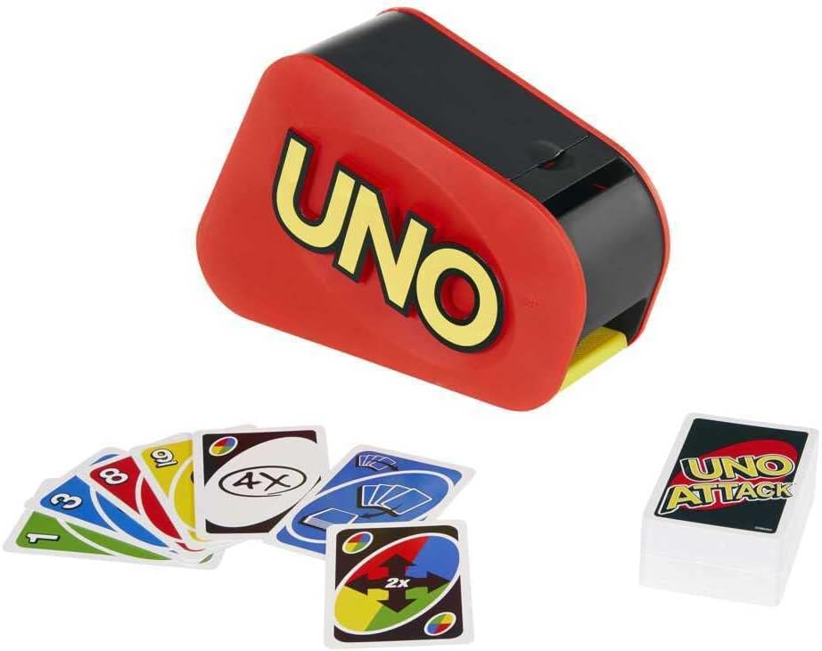 UNO Extreme Card Game Featuring Random-Action Launcher with Lights & Sounds & 112 Cards, Kid, Teen & Adult Game Night Gift Ages 7 Years & Older, GXY75