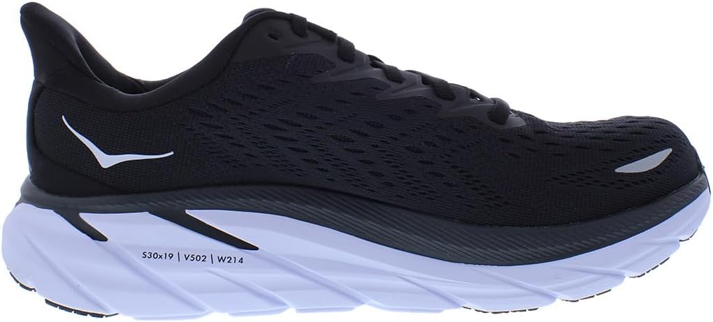 HOKA ONE ONE Clifton 8 Wide Womens Shoes Size 10, Color: Black/White